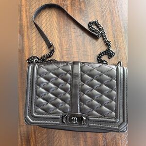 Rebecca Minkoff black quilted leather crossbody bag